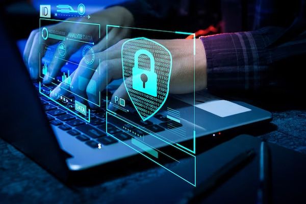 Laptop with a security lock graphic