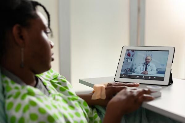 Patient on a telehealth video call