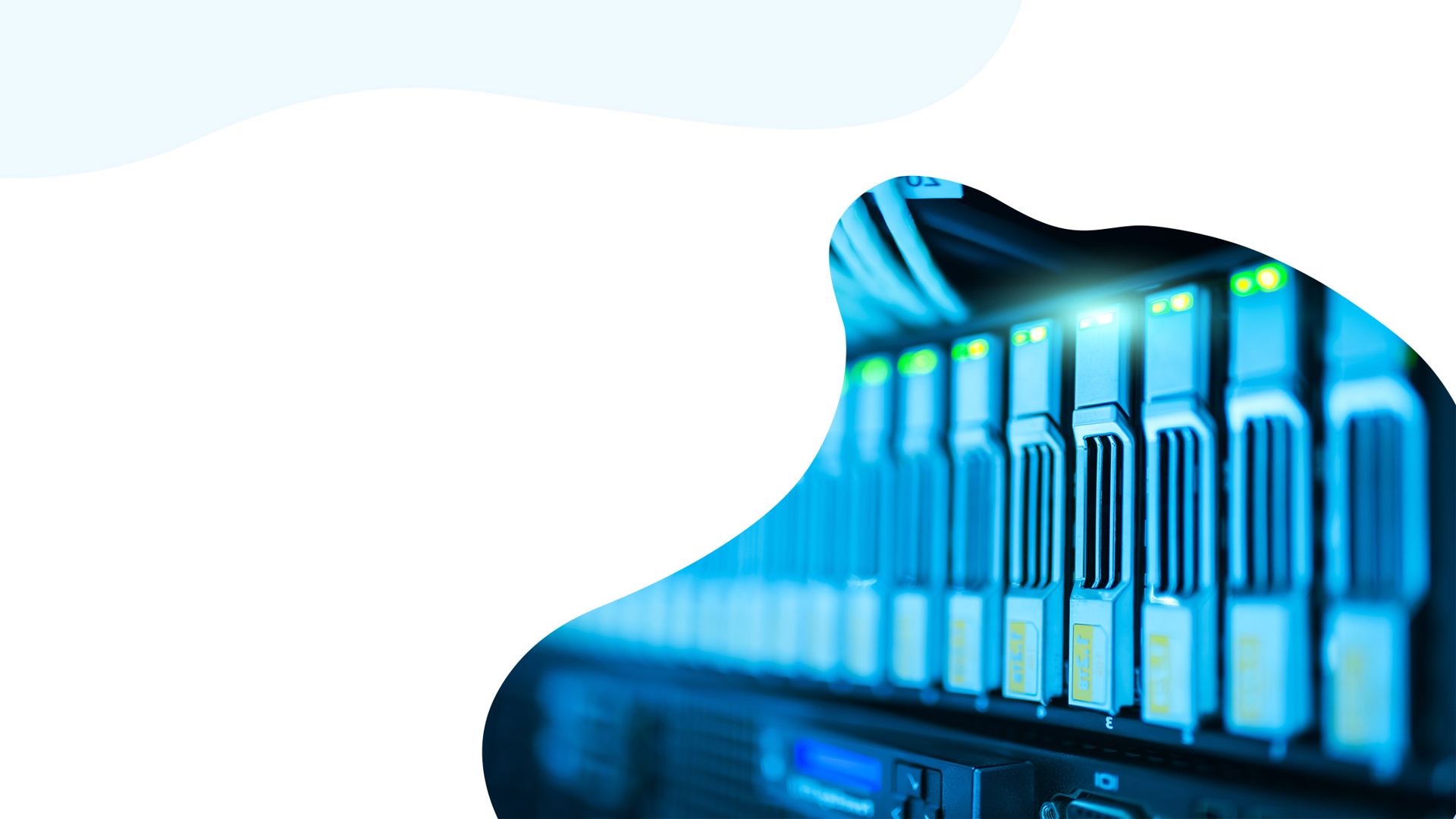 Rack servers with blue status lights