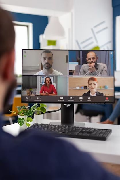 Video conference on a desktop monitor